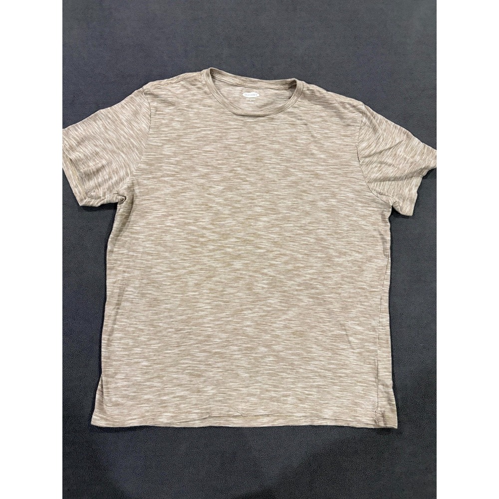Old Navy T Shirt Mens Large Beige Space Dye Soft Washed Cotton Short Sleeve